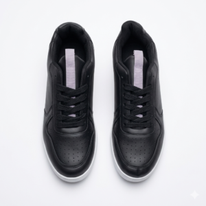 ASOS DESIGN Perforated Black Court Trainer