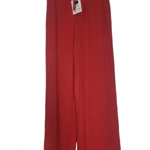 ZARA Woman Rustic Red Linen-Blend Wide-Leg Trouser