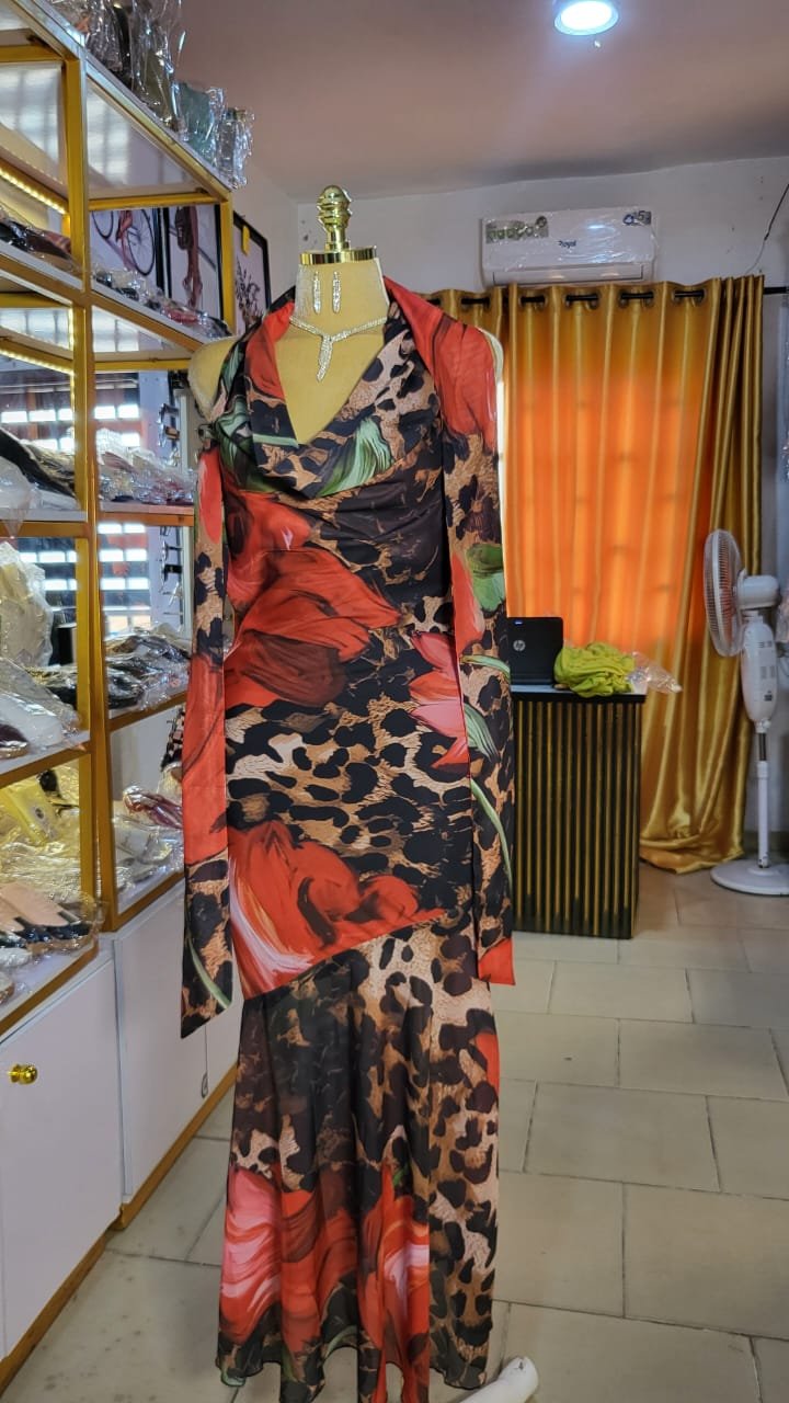 Leopard Floral Halter Neck Maxi Dress - Image 2